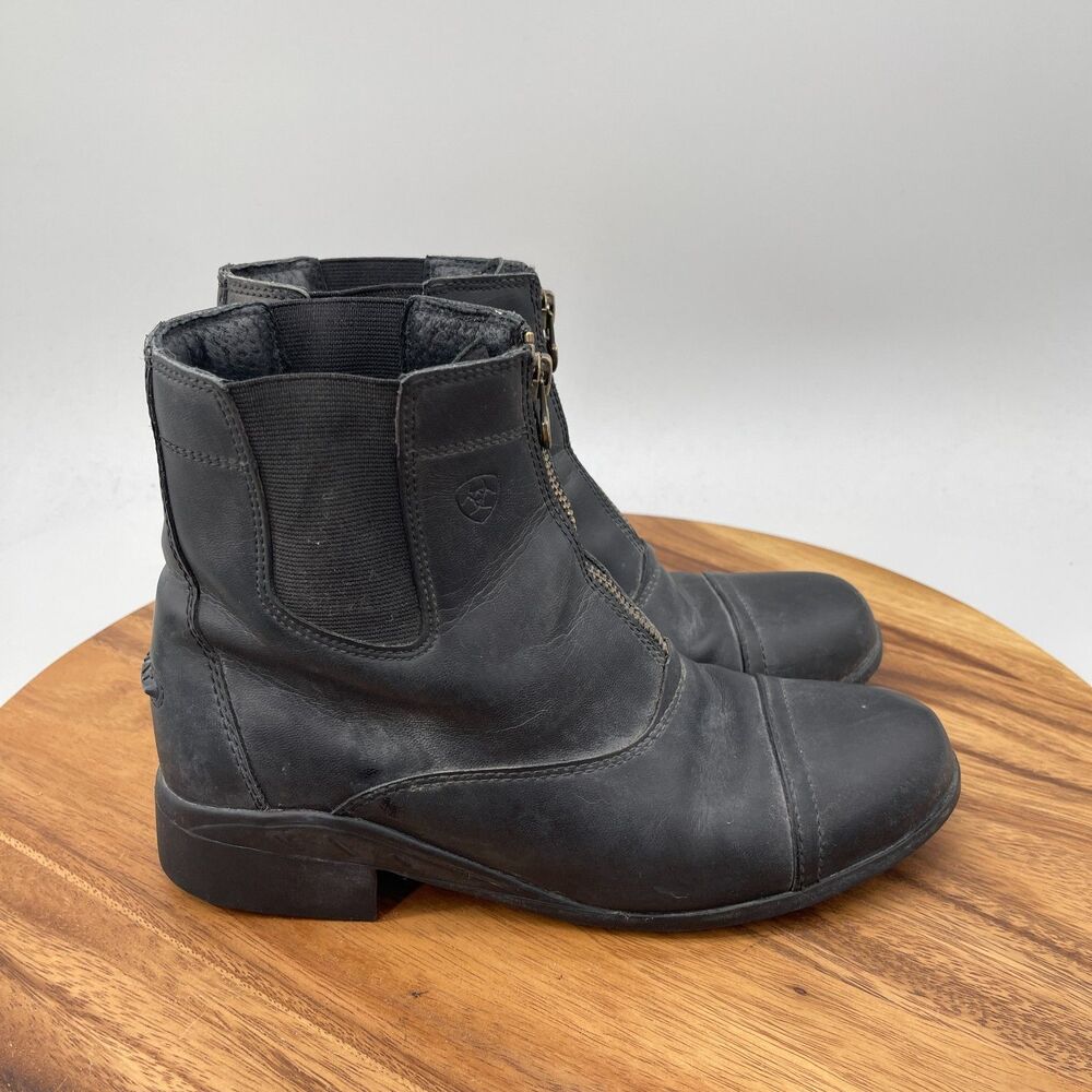 Ariat Heritage Paddock Boots Youth Size 5 Zip Front Black Leather Riding
